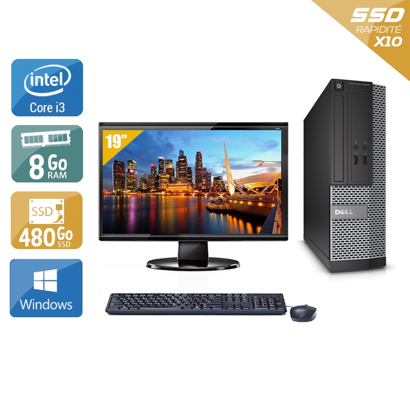 Dell Optiplex 3020 SFF i3 + Écran - 19'' 8Go RAM 480Go SSD Windows 10  Bon étatOccasion certifiée reconditionnée Bon état -  reconditionné disponible sur Kiatoo