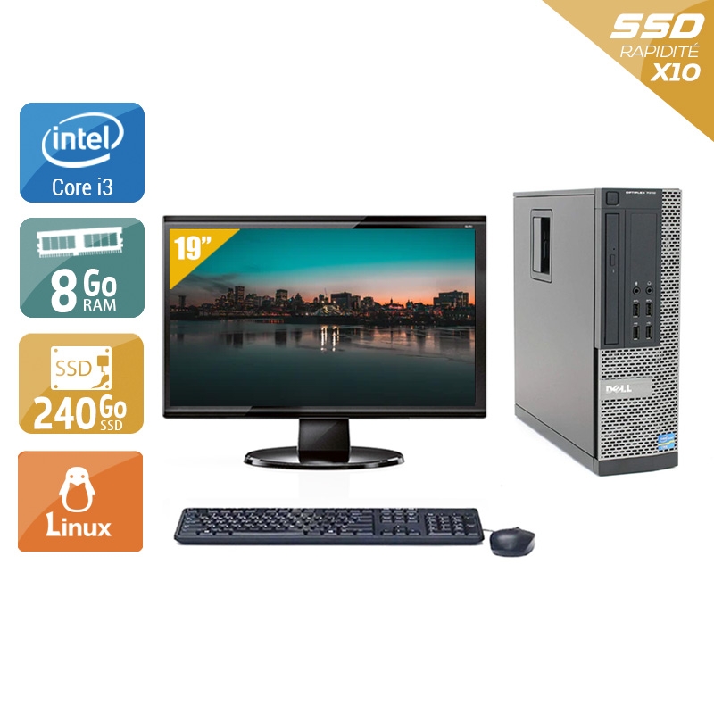 Dell Optiplex 7010 SFF i3 + Écran - 19'' 8Go RAM 240Go SSD Linux  Bon étatOccasion certifiée reconditionnée Bon état -  reconditionné disponible sur Kiatoo