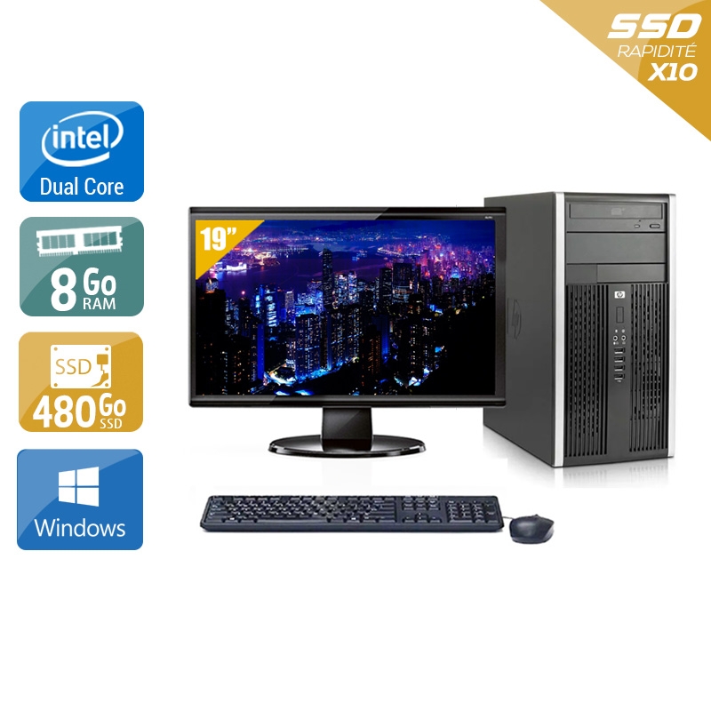 HP Compaq Pro 6000 Tower Dual Core + Écran - 19'' 8Go RAM 480Go SSD Windows 10  Bon étatOccasion certifiée reconditionnée Bon état -  reconditionné disponible sur Kiatoo