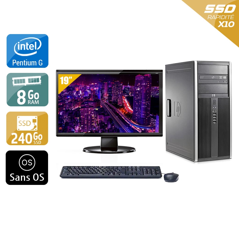 HP Compaq Elite 8300 Tower Pentium G Dual Core + Écran - 19'' 8Go RAM 240Go SSD Sans OS  Bon étatOccasion certifiée reconditionnée Bon état -  reconditionné disponible sur Kiatoo