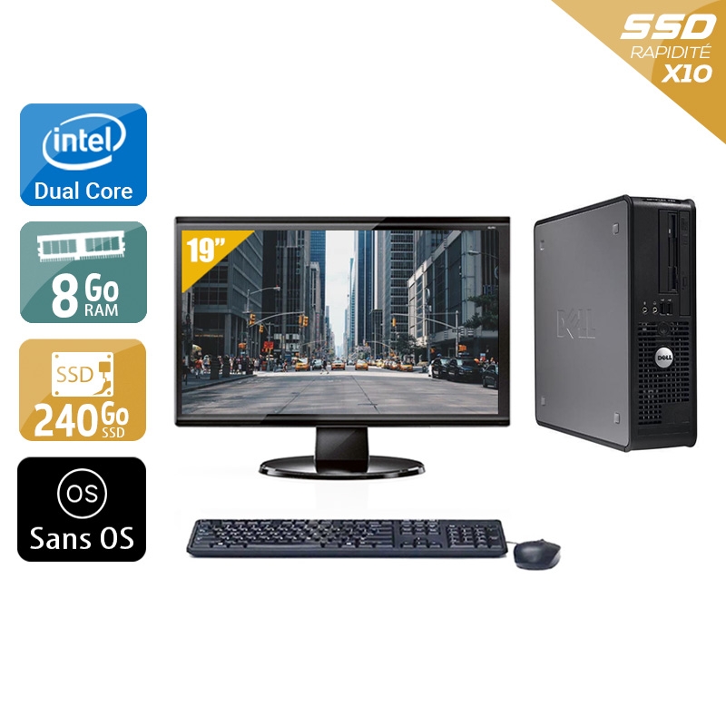 Dell Optiplex 380 SFF Dual Core + Écran - 19'' 8Go RAM 240Go SSD Sans OS  Bon étatOccasion certifiée reconditionnée Bon état -  reconditionné disponible sur Kiatoo