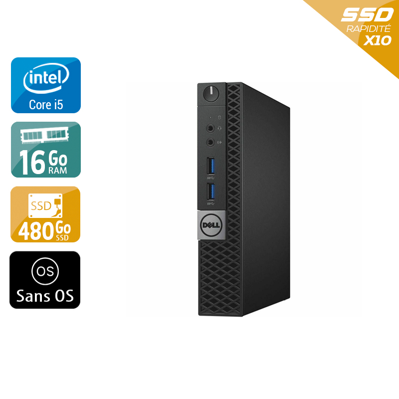 Dell Optiplex 7040 Tiny i5 Gen 6 - 16Go RAM 480Go SSD Sans OS  Très bon étatOccasion certifiée reconditionnée Bon état -  reconditionné disponible sur Kiatoo