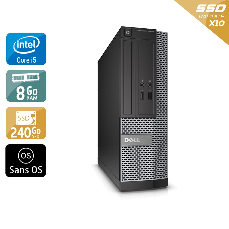Dell Optiplex 3020 SFF i5 - 8Go RAM 240Go SSD Sans OS  Bon étatOccasion certifiée reconditionnée Bon état -  reconditionné disponible sur Kiatoo