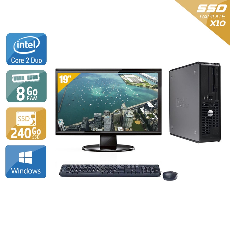 Dell Optiplex 760 SFF Core 2 Duo + Écran - 19'' 8Go RAM 240Go SSD Windows 10  Bon étatOccasion certifiée reconditionnée Bon état -  reconditionné disponible sur Kiatoo