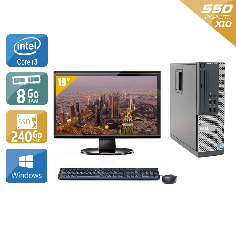 Dell Optiplex 790 SFF i3 + Écran - 19'' 8Go RAM 240Go SSD Windows 10  Très bon étatOccasion certifiée reconditionnée Bon état -  reconditionné disponible sur Kiatoo