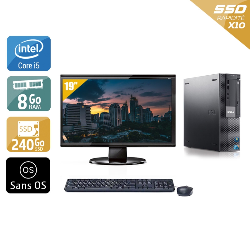 Dell Optiplex 980 SFF i5 + Écran - 19'' 8Go RAM 240Go SSD Sans OS  Très bon étatOccasion certifiée reconditionnée Bon état -  reconditionné disponible sur Kiatoo