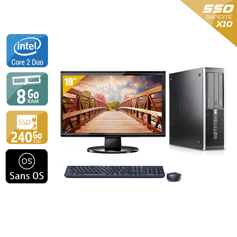 HP Compaq Pro 6000 SFF Core 2 Duo + Écran - 19'' 8Go RAM 240Go SSD Sans OS  Bon étatOccasion certifiée reconditionnée Bon état -  reconditionné disponible sur Kiatoo