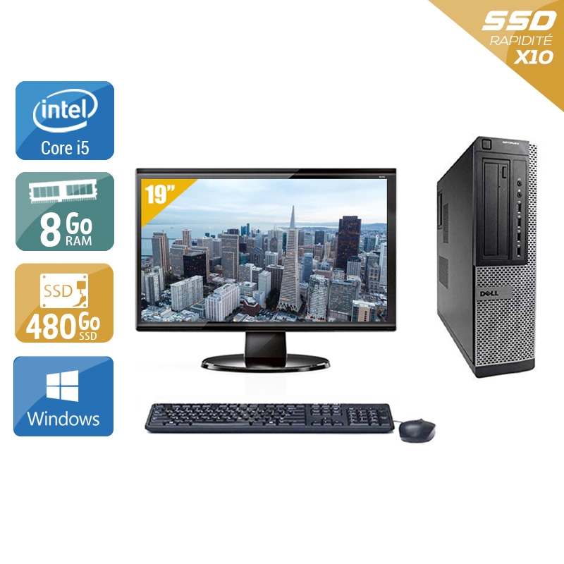 Dell Optiplex 9010 Desktop i5 + Écran - 19'' 8Go RAM 480Go SSD Windows 10  Très bon étatOccasion certifiée reconditionnée Bon état -  reconditionné disponible sur Kiatoo