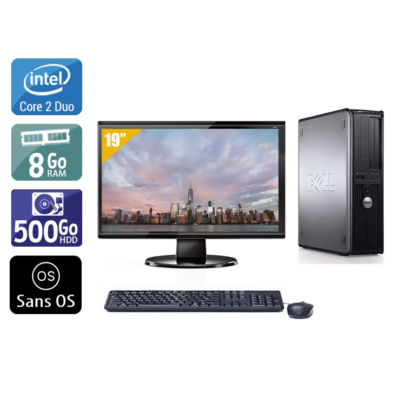 Dell Optiplex 780 SFF Core 2 Duo + Écran - 19'' 8Go RAM 500Go HDD Sans OS  Très bon étatOccasion certifiée reconditionnée Bon état -  reconditionné disponible sur Kiatoo
