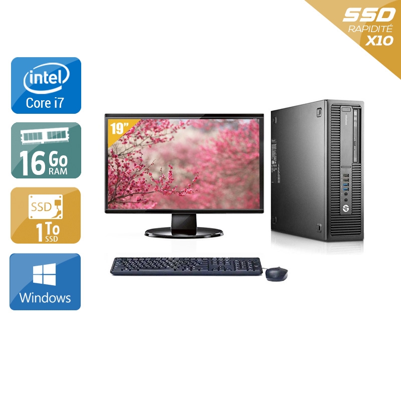 HP EliteDesk 800 G1 SFF i7 + Écran - 19'' 16Go RAM 1To SSD Windows 10  Très bon étatOccasion certifiée reconditionnée Bon état -  reconditionné disponible sur Kiatoo
