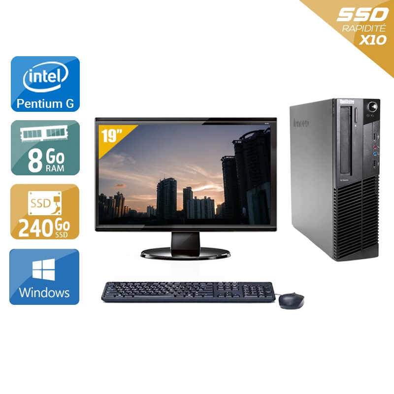 Acheter Lenovo ThinkCentre M83 SFF Pentium G Dual Core + Écran - 19'' 8Go RAM 240Go SSD Windows 10 Bon étatOccasion certifiée reconditionnée Bon état - 224,17 € Lenovo ThinkCentre M83 SFF Pentium G Dual Core + Écran - 19'' 8Go RAM 240Go SSD Windows 10 Bon étatOccasion certifiée reconditionnée Bon état - reconditionné disponible sur Kiatoo
