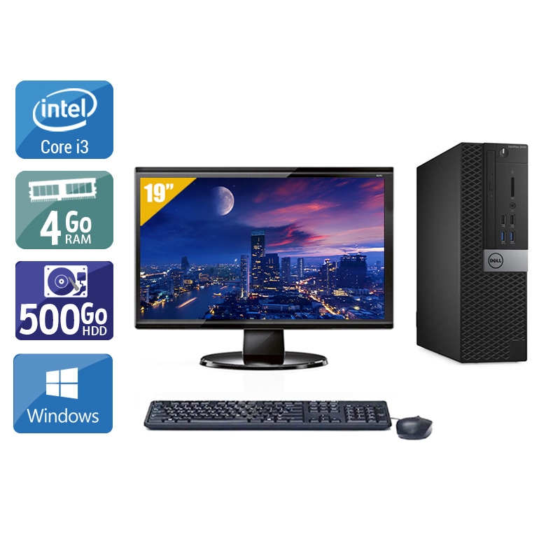 Dell Optiplex 3040 SFF i3 Gen 6 + Écran - 19'' 4Go RAM 500Go HDD Windows 10  Bon étatOccasion certifiée reconditionnée Bon état -  reconditionné disponible sur Kiatoo