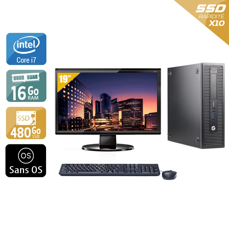 HP ProDesk 600 G1 SFF i7 + Écran - 19'' 16Go RAM 480Go SSD Sans OS  Très bon étatOccasion certifiée reconditionnée Bon état -  reconditionné disponible sur Kiatoo