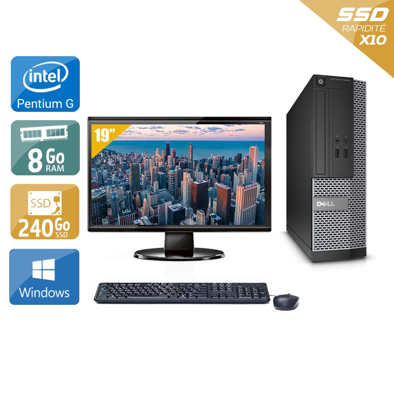 Dell Optiplex 3010 SFF Pentium G Dual Core + Écran - 19'' 8Go RAM 240Go SSD Windows 10  Bon étatOccasion certifiée reconditionnée Bon état -  reconditionné disponible sur Kiatoo