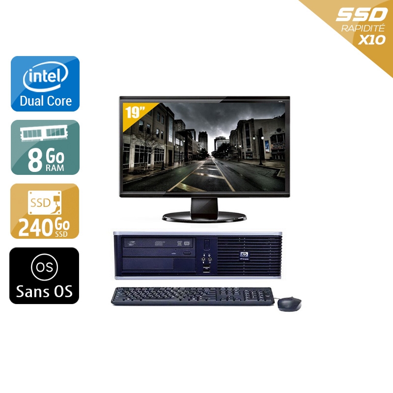 HP Compaq dc7900 SFF Dual Core + Écran - 19'' 8Go RAM 240Go SSD Sans OS  Bon étatOccasion certifiée reconditionnée Bon état -  reconditionné disponible sur Kiatoo