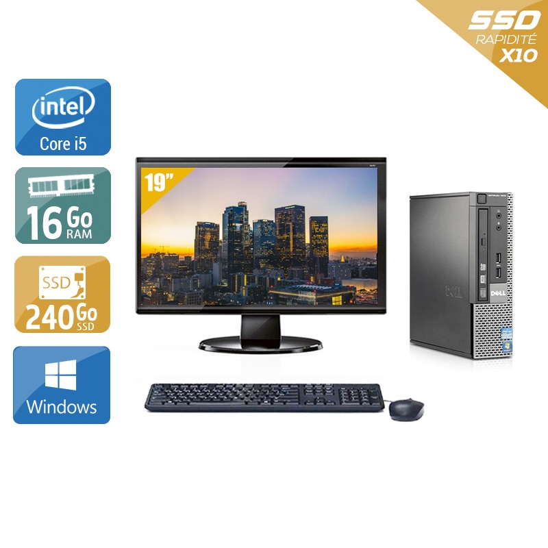 Dell Optiplex 7010 USDT i5 + Écran - 19'' 16Go RAM 240Go SSD Windows 10  Bon étatOccasion certifiée reconditionnée Bon état -  reconditionné disponible sur Kiatoo