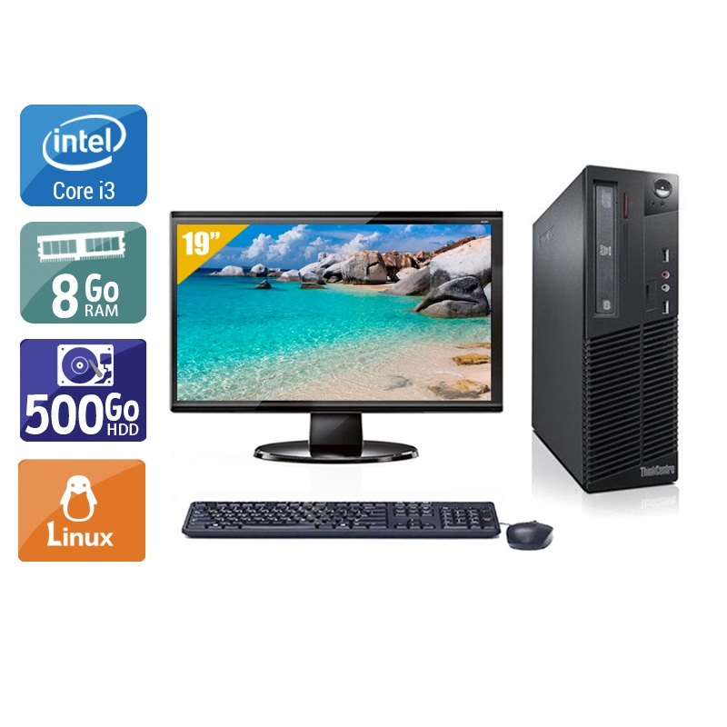 Lenovo ThinkCentre M81 SFF i3 + Écran - 19'' 8Go RAM 500Go HDD Linux  Bon étatOccasion certifiée reconditionnée Bon état -  reconditionné disponible sur Kiatoo