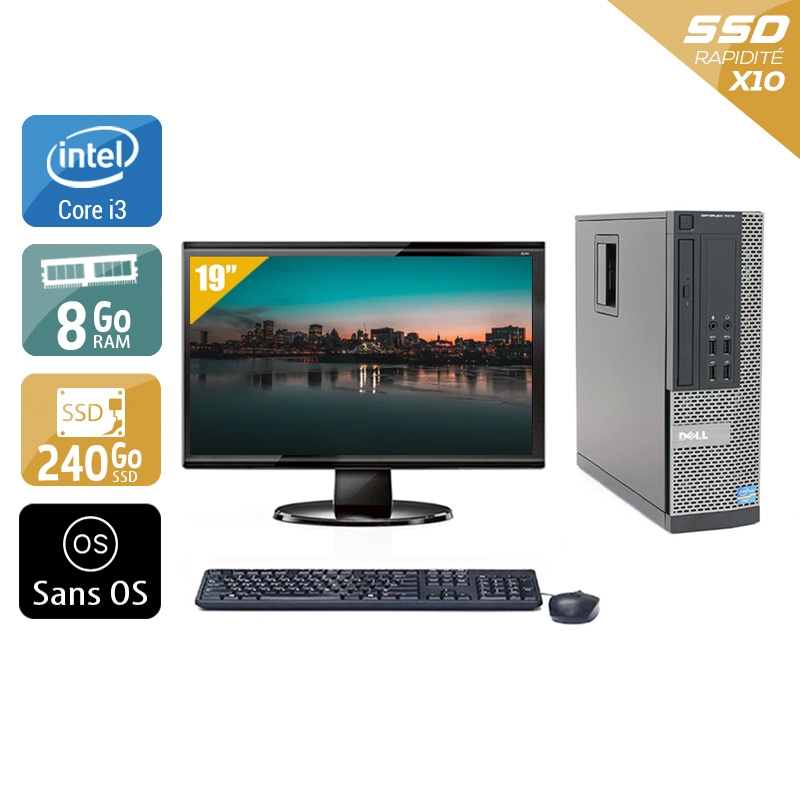 Dell Optiplex 7010 SFF i3 + Écran - 19'' 8Go RAM 240Go SSD Sans OS  Bon étatOccasion certifiée reconditionnée Bon état -  reconditionné disponible sur Kiatoo