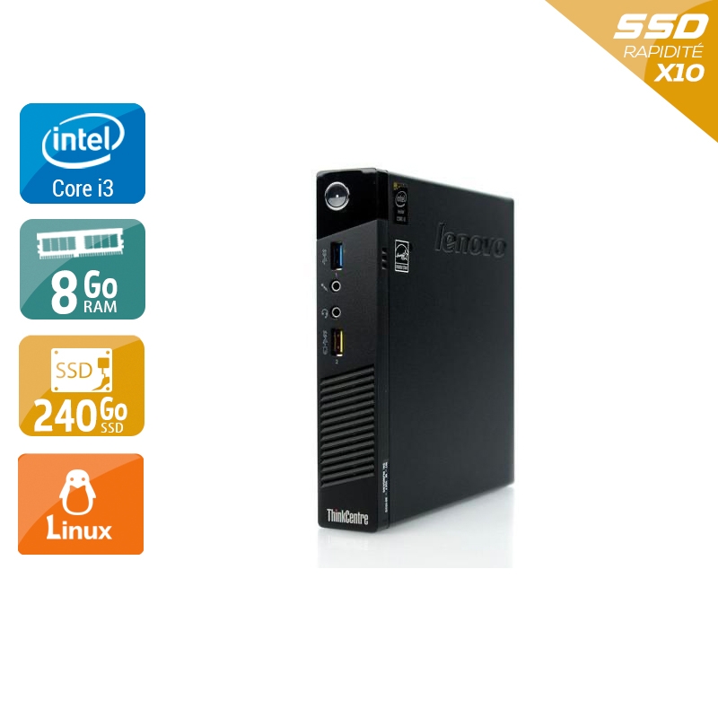 Acheter Lenovo ThinkCentre M73 Tiny i3 - 8Go RAM 240Go SSD Linux Très bon étatOccasion certifiée reconditionnée Bon état - 232,50 € Lenovo ThinkCentre M73 Tiny i3 - 8Go RAM 240Go SSD Linux Très bon étatOccasion certifiée reconditionnée Bon état - reconditionné disponible sur Kiatoo