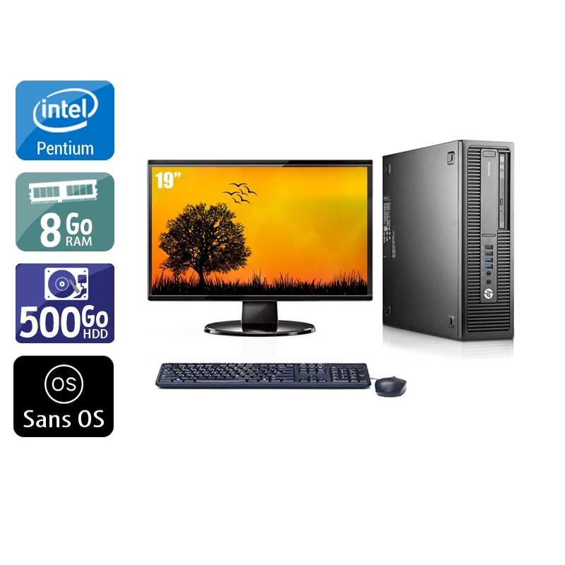HP EliteDesk 800 G1 SFF Pentium G Dual Core + Écran - 19'' 8Go RAM 500Go HDD Sans OS  Bon étatOccasion certifiée reconditionnée Bon état -  reconditionné disponible sur Kiatoo