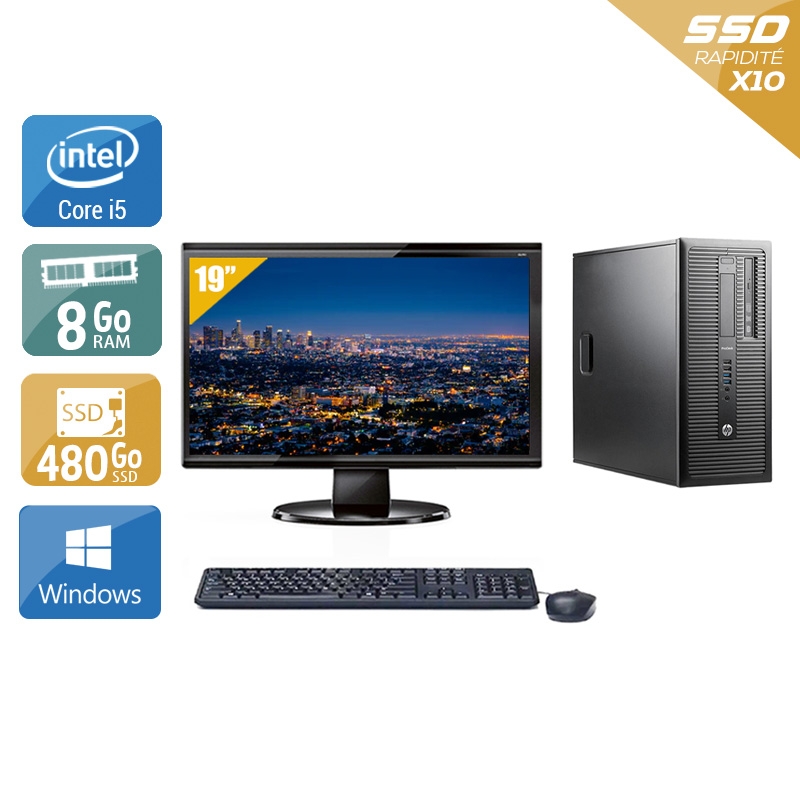 HP ProDesk 600 G1 Tower i5 + Écran - 19'' 8Go RAM 480Go SSD Windows 10  Bon étatOccasion certifiée reconditionnée Bon état -  reconditionné disponible sur Kiatoo