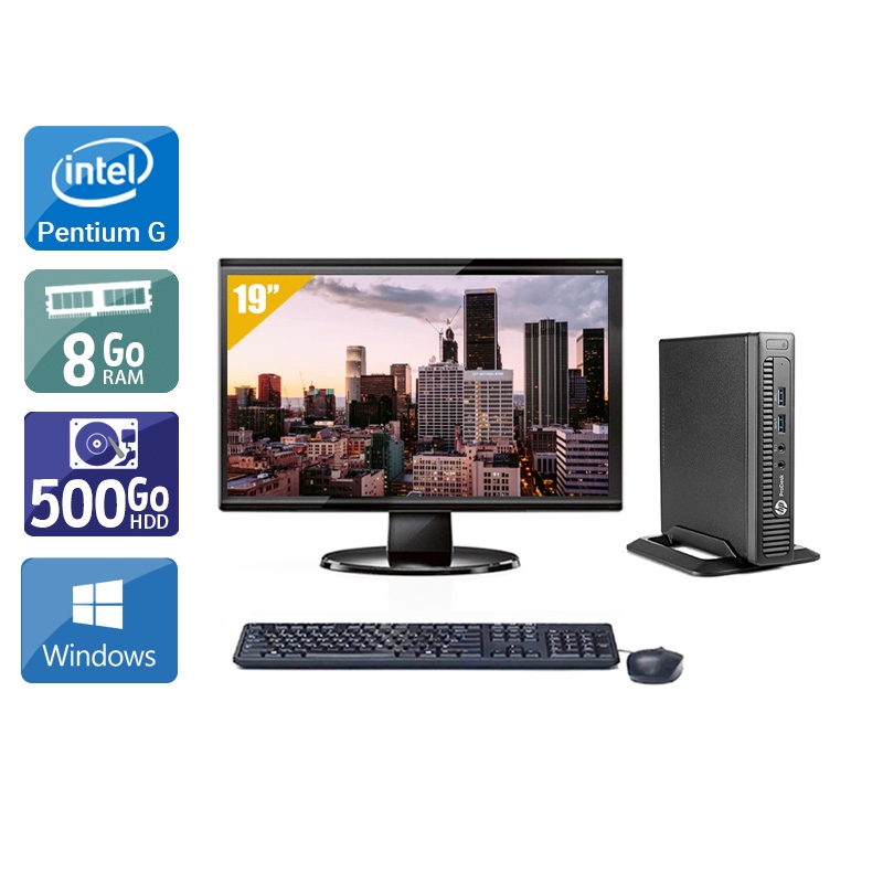 HP ProDesk 600 G1 TINY Pentium G Dual Core + Écran - 19'' 8Go RAM 500Go HDD Windows 10  Bon étatOccasion certifiée reconditionnée Bon état -  reconditionné disponible sur Kiatoo