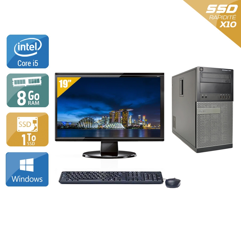 Dell Optiplex 9010 Tower i5 + Écran - 19'' 8Go RAM 1To SSD Windows 10  Bon étatOccasion certifiée reconditionnée Bon état -  reconditionné disponible sur Kiatoo