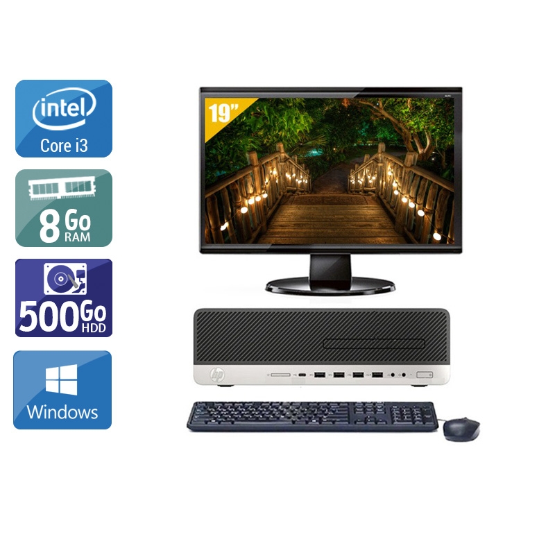 HP EliteDesk 800 G3 SFF i3 Gen 7 + Écran - 19'' 8Go RAM 500Go HDD Windows 10  Bon étatOccasion certifiée reconditionnée Bon état -  reconditionné disponible sur Kiatoo
