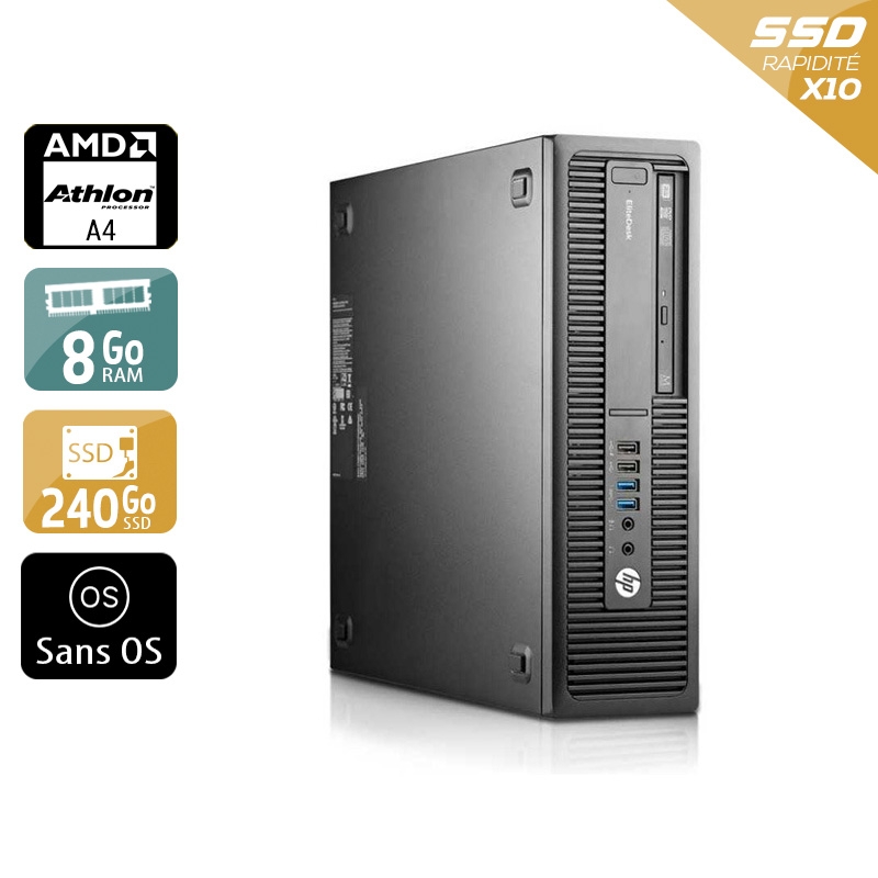 HP EliteDesk 705 G1 SFF AMD A4 - 8Go RAM 240Go SSD Sans OS  Bon étatOccasion certifiée reconditionnée Bon état -  reconditionné disponible sur Kiatoo