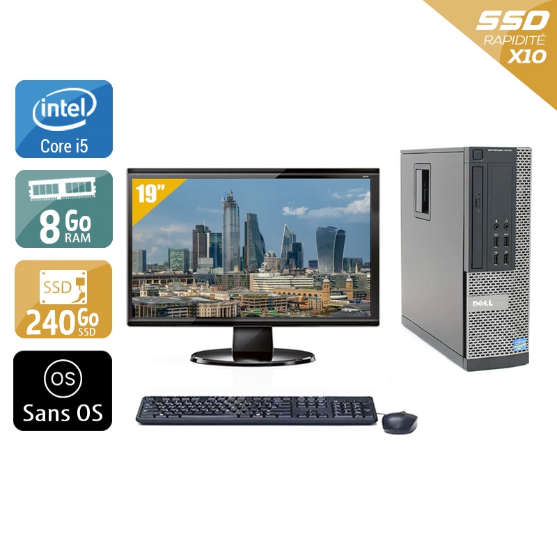 Dell Optiplex 9010 SFF i5 + Écran - 19'' 8Go RAM 240Go SSD Sans OS  État correctOccasion certifiée reconditionnée Bon état -  reconditionné disponible sur Kiatoo
