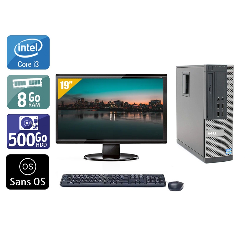 Dell Optiplex 7010 SFF i3 + Écran - 19'' 8Go RAM 500Go HDD Sans OS  Très bon étatOccasion certifiée reconditionnée Bon état -  reconditionné disponible sur Kiatoo