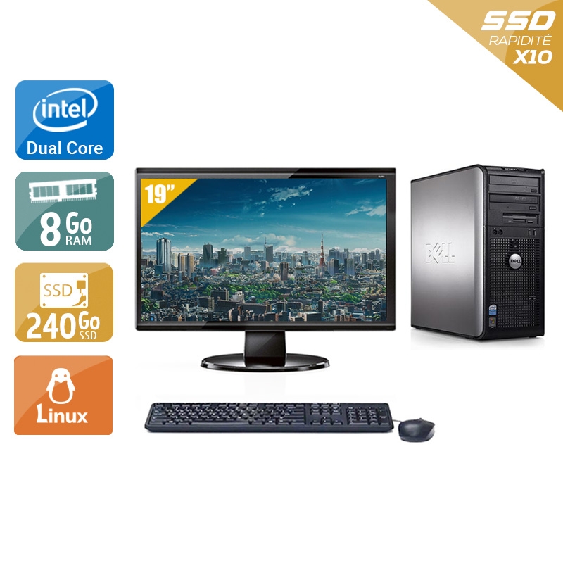 Dell Optiplex 380 Tower Dual Core + Écran - 19'' 8Go RAM 240Go SSD Linux  Bon étatOccasion certifiée reconditionnée Bon état -  reconditionné disponible sur Kiatoo