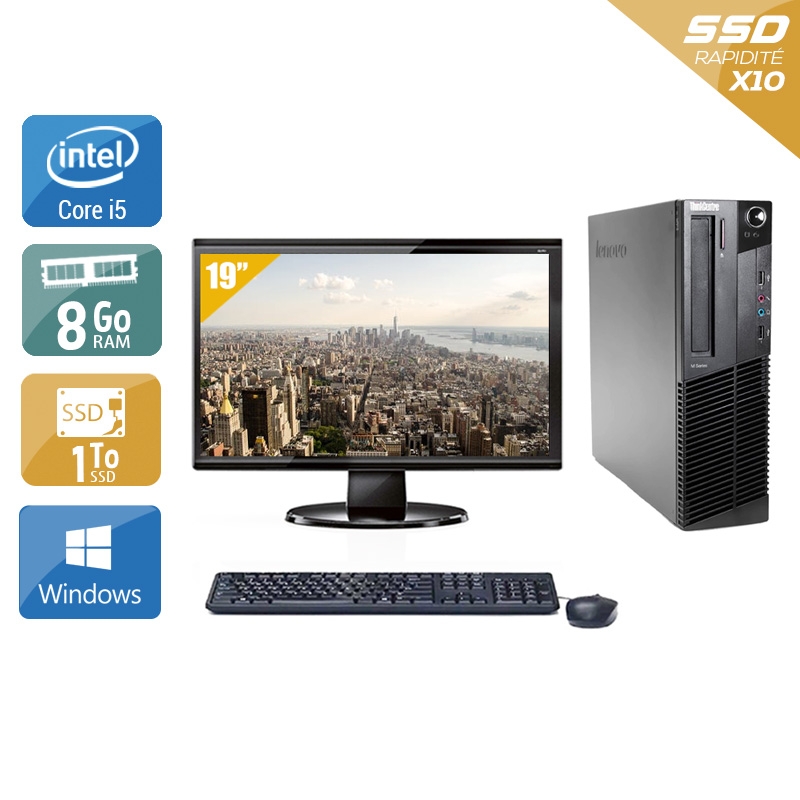 Lenovo ThinkCentre M91 SFF i5 + Écran - 19'' 8Go RAM 1To SSD Windows 10  Bon étatOccasion certifiée reconditionnée Bon état -  reconditionné disponible sur Kiatoo