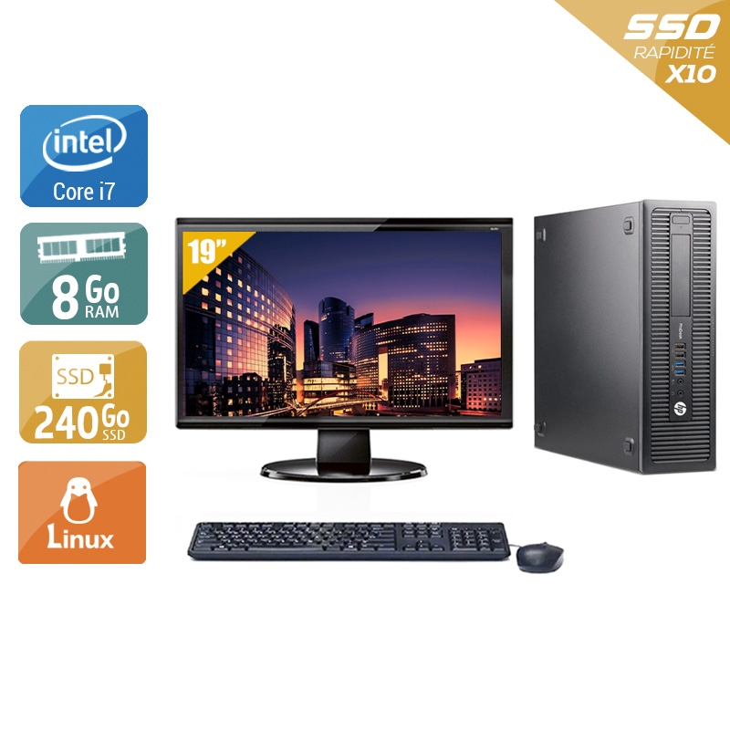 HP ProDesk 600 G1 SFF i7 + Écran - 19'' 8Go RAM 240Go SSD Linux  Très bon étatOccasion certifiée reconditionnée Bon état -  reconditionné disponible sur Kiatoo