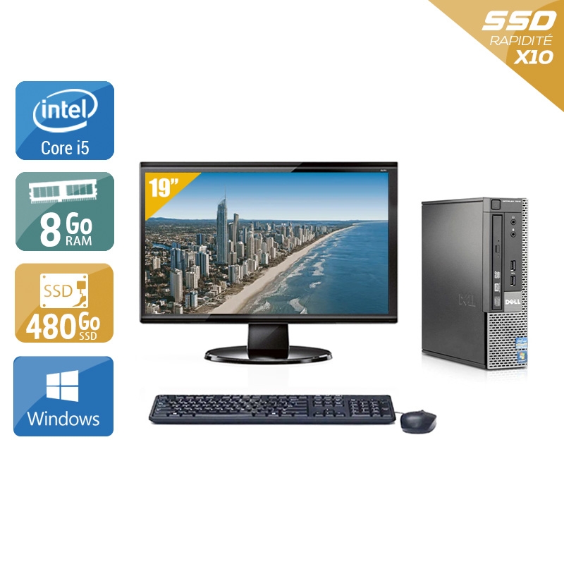 Dell Optiplex 9020 USDT i5 + Écran - 19'' 8Go RAM 480Go SSD Windows 10  Très bon étatOccasion certifiée reconditionnée Bon état -  reconditionné disponible sur Kiatoo