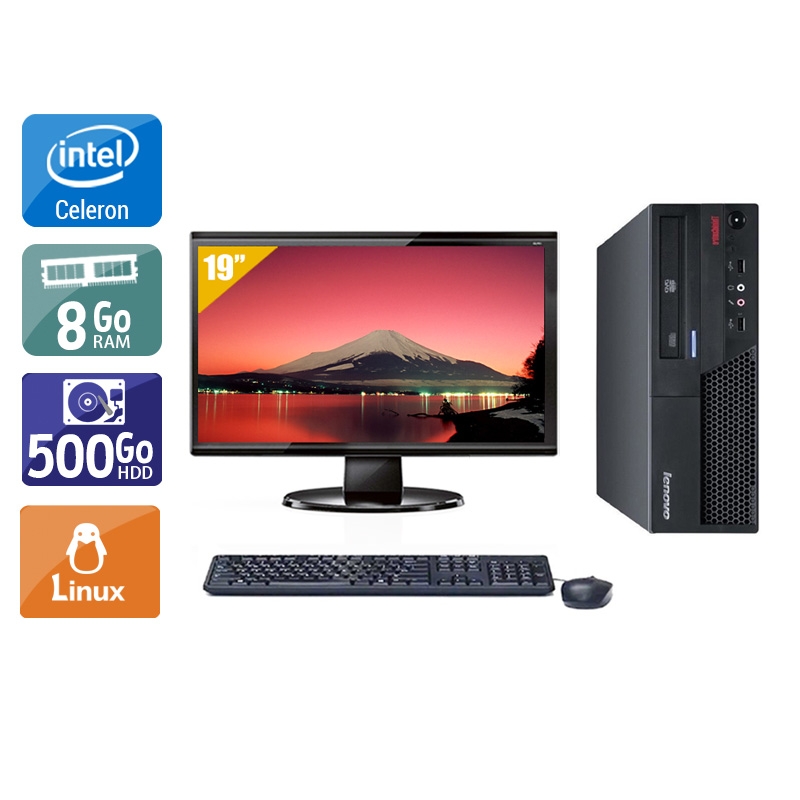 Lenovo ThinkCentre M58 SFF Celeron Dual Core + Écran - 19'' 8Go RAM 500Go HDD Linux  Bon étatOccasion certifiée reconditionnée Bon état -  reconditionné disponible sur Kiatoo
