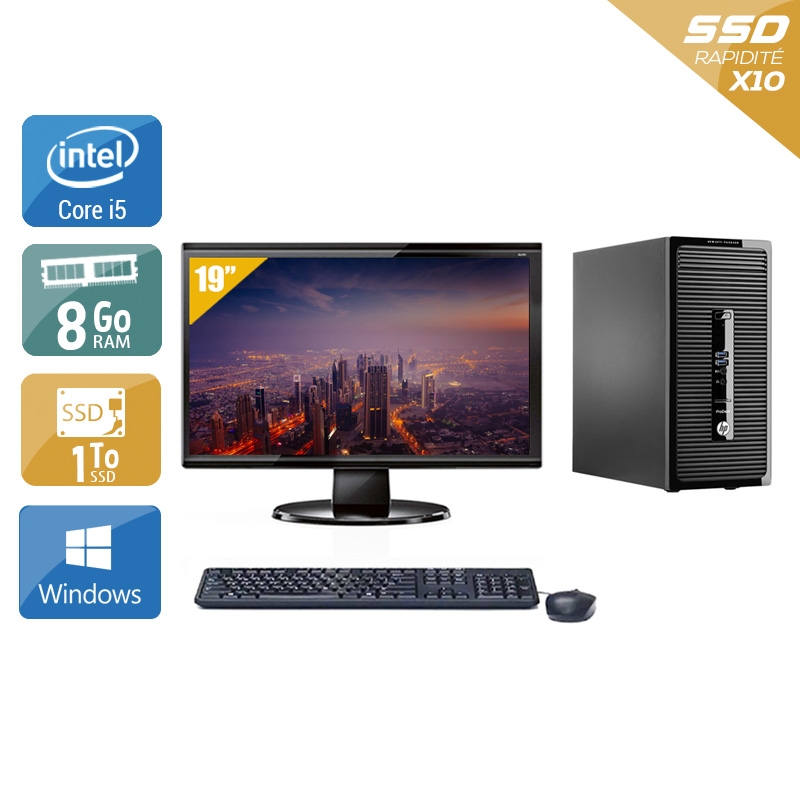 HP ProDesk 400 G2 Tower i5 + Écran - 19'' 8Go RAM 1To SSD Windows 10  Bon étatOccasion certifiée reconditionnée Bon état -  reconditionné disponible sur Kiatoo