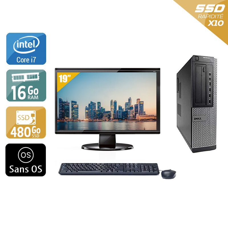 Dell Optiplex 9010 Desktop i7 + Écran - 19'' 16Go RAM 480Go SSD Sans OS  Bon étatOccasion certifiée reconditionnée Bon état -  reconditionné disponible sur Kiatoo