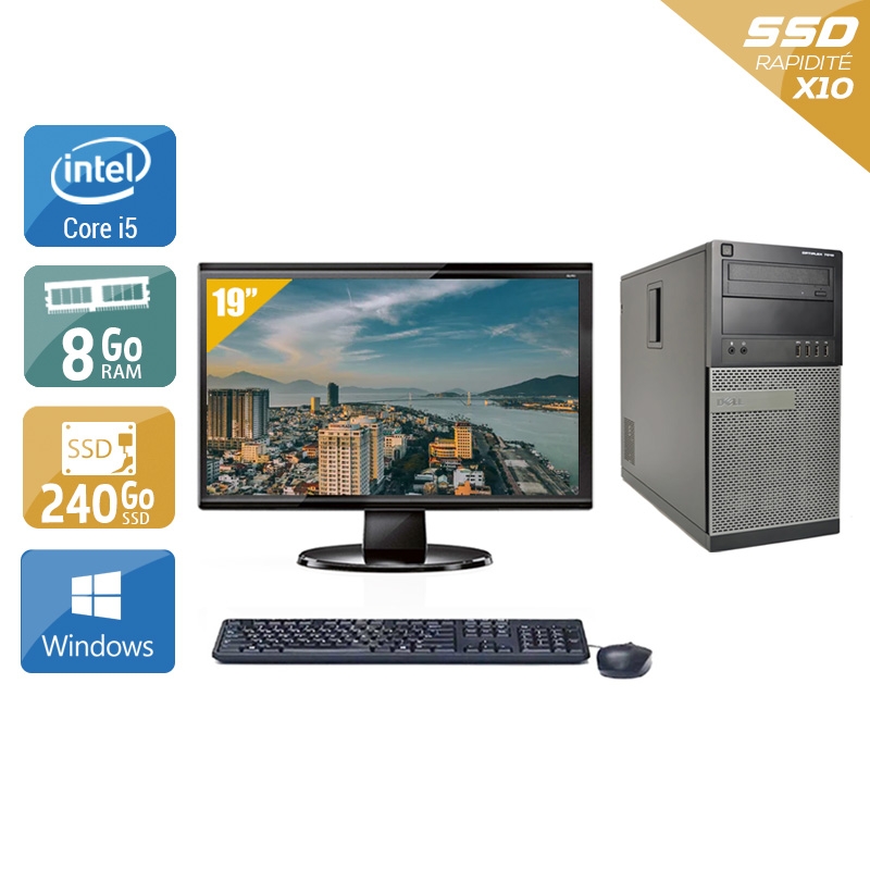 Dell Optiplex 990 Tower i5 + Écran - 19'' 8Go RAM 240Go SSD Windows 10  Bon étatOccasion certifiée reconditionnée Bon état -  reconditionné disponible sur Kiatoo