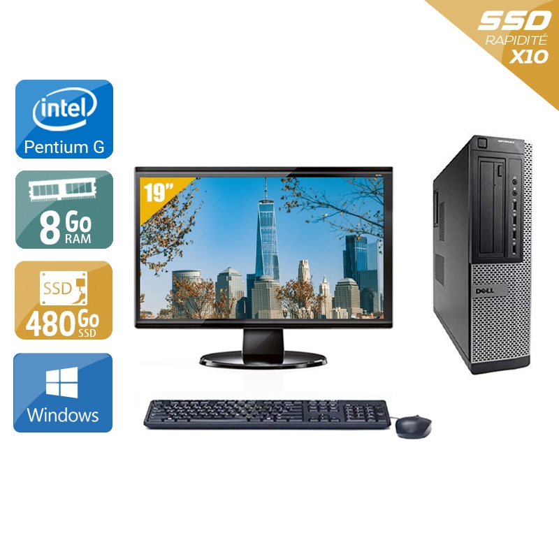 Dell Optiplex 7010 Desktop Pentium G Dual Core + Écran - 19'' 8Go RAM 480Go SSD Windows 10  Très bon étatOccasion certifiée reconditionnée Bon état -  reconditionné disponible sur Kiatoo