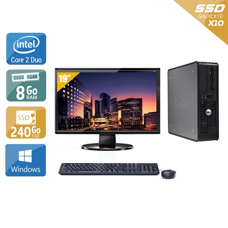 Dell Optiplex 380 Tower Core 2 Duo + Écran - 19'' 8Go RAM 240Go SSD Windows 10  Bon étatOccasion certifiée reconditionnée Bon état -  reconditionné disponible sur Kiatoo