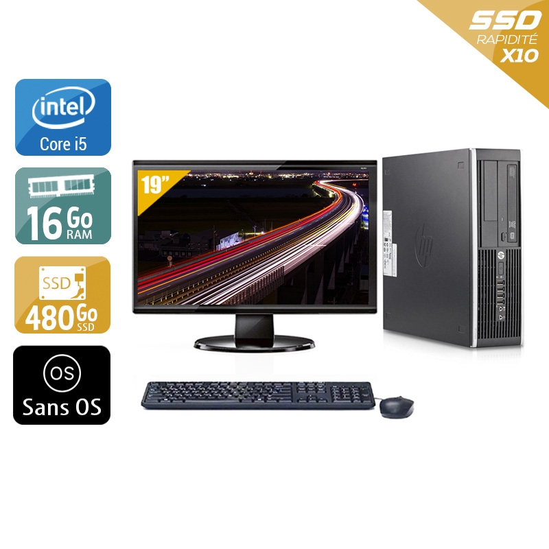 HP Compaq Elite 8200 SFF i5 + Écran - 19'' 16Go RAM 480Go SSD Sans OS  Bon étatOccasion certifiée reconditionnée Bon état -  reconditionné disponible sur Kiatoo