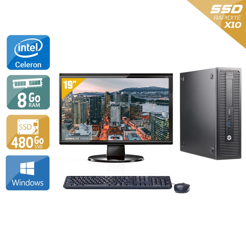 HP ProDesk 600 G1 SFF Celeron Dual Core + Écran - 19'' 8Go RAM 480Go SSD Windows 10  Bon étatOccasion certifiée reconditionnée Bon état -  reconditionné disponible sur Kiatoo