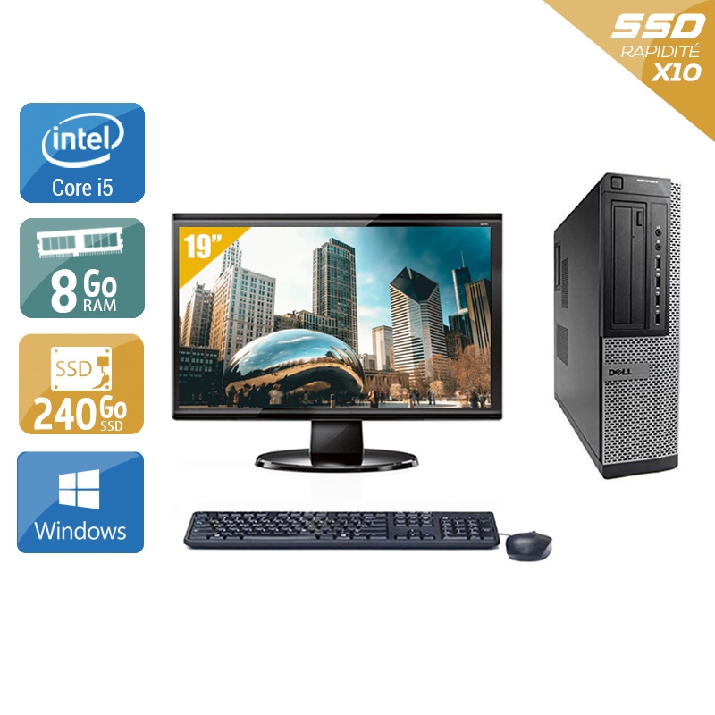 Dell Optiplex 7010 Desktop i5 + Écran - 19'' 8Go RAM 240Go SSD Windows 10  État correctOccasion certifiée reconditionnée Bon état -  reconditionné disponible sur Kiatoo