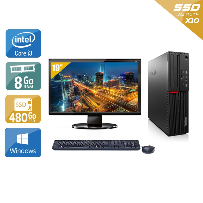 Lenovo ThinkCentre M700 SFF i3 Gen 6 + Écran - 19'' 8Go RAM 480Go SSD Windows 10  Bon étatOccasion certifiée reconditionnée Bon état -  reconditionné disponible sur Kiatoo