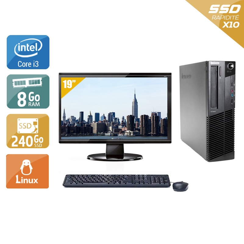 Acheter Lenovo ThinkCentre M91 SFF i3 + Écran - 19'' 8Go RAM 240Go SSD Linux Bon étatOccasion certifiée reconditionnée Bon état - 224,17 € Lenovo ThinkCentre M91 SFF i3 + Écran - 19'' 8Go RAM 240Go SSD Linux Bon étatOccasion certifiée reconditionnée Bon état - reconditionné disponible sur Kiatoo
