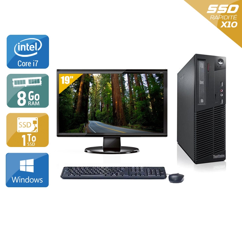 Lenovo ThinkCentre M71 SFF i7 + Écran - 19'' 8Go RAM 1To SSD Windows 10  Bon étatOccasion certifiée reconditionnée Bon état -  reconditionné disponible sur Kiatoo