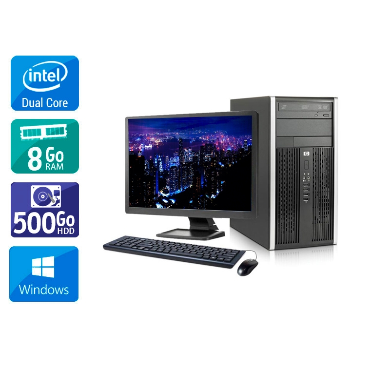 HP Compaq Pro 6000 Tower Dual Core + Écran - 19'' 8Go RAM 500Go HDD Windows 10  Très bon étatOccasion certifiée reconditionnée Bon état -  reconditionné disponible sur Kiatoo