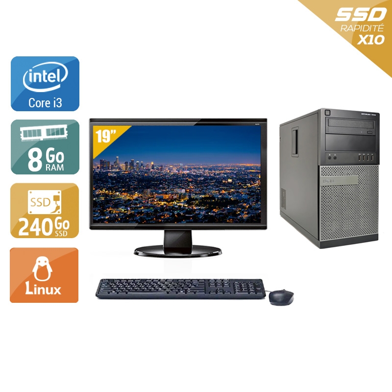 Dell Optiplex 7010 Tower i3 + Écran - 19'' 8Go RAM 240Go SSD Linux  Bon étatOccasion certifiée reconditionnée Bon état -  reconditionné disponible sur Kiatoo