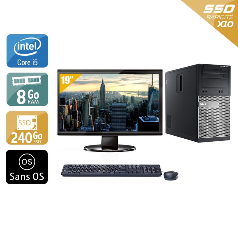 Dell Optiplex 3010 Tower i5 + Écran - 19'' 8Go RAM 240Go SSD Sans OS  Bon étatOccasion certifiée reconditionnée Bon état -  reconditionné disponible sur Kiatoo